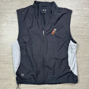 Vintage Adidas Climaproof Golf Vest Full Zip L Black Gray Lined Golf Bag Logo